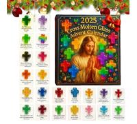 Calendario decorativo con conto alla rovescia in acrilico 2D, decorazione per le vacanze invernali, decorazione natalizia, con una croce con 24 tasche, per donne, uomini, adulti, famiglia e amici