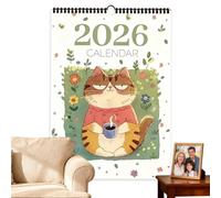 Calendario dei gatti 2026 - Planner da parete con cartoni animati dipinto a mano | 12 mesi di calendario del gatto con pittura a mano | Per pianificazione, programmazione, decorazione, organizzazione