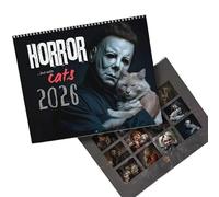 Calendario dei Gatti del Film Horror di Halloween 2026 - Calendario da Parete con Gatti inquietanti e Divertenti, Decorazioni Gotiche, Regalo spettrale for Tutto L'Anno(2 Pack)