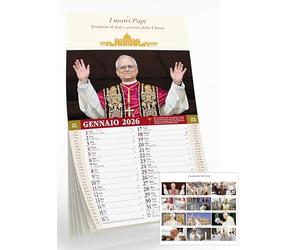 Calendario dei Papi 2026, 12 Fogli Mensili, Immagini del Vaticano e dei Pontefici, Formato da Parete 30x47cm con frase sulla testata