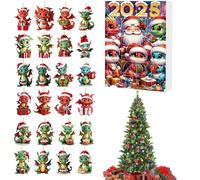 Calendario del conto alla rovescia, 24 giorni di conto di Natale Calendario del dinosauro Decorazione Appeso in acrilico 2D per adulti Daily Family Activity Family School Holiday Holiday