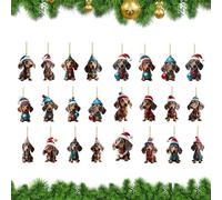Calendario del conto alla rovescia del bassotto - Calendario di ornamenti basso di Natale | 2d 24 pezzi Ornamenti di conto alla rovescia di Natale | Decorazioni per la casa per il dormitorio degli uff