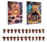 Calendario del conto alla rovescia del l'avvento di Natale di Dachshund 2025, Calendario de l conto alla rovescia decorativo di 24 giorni, fascino per cani acrilici per albero di Natale per le vacanze