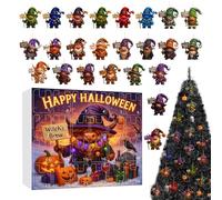 Calendario del conto alla rovescia di Halloween, 11.02x12.6x1.57 pollici calendari con giocattoli di figure gnomi 2D, figure giocattolo planner 24 giorni decorazioni per le vacanze per il matri
