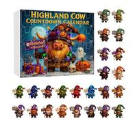 Calendario del conto alla rovescia di Halloween, 11.02x12.6x1.57 pollici calendari con giocattoli di figure gnomi 2D, figure giocattolo planner 24 giorni decorazioni per le vacanze per il matri