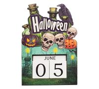 Calendario del conto alla rovescia di Halloween, 2025, blocco di legno, per la scrivania e la decorazione di Halloween, artigianato personalizzabile, adatto per feste di compleanno, giovani, aula U