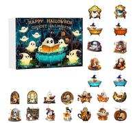 Calendario del conto alla rovescia di Halloween 2025 | Calendrier de l'Avent Halloween de 24 jours avec 24 fantômes à collectionner | Acrilico Ornamento da appendere Ghost