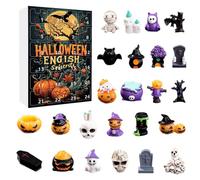 Calendario del conto alla rovescia di Halloween, conto alla rovescia per le festività di 24 giorni, 26 x 19 cm, piccole statuine raccapriccianti in resina per scaffale, , scrivania, casa, mobile