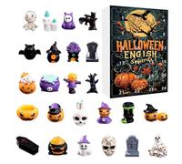 Calendario del conto alla rovescia di Halloween, set di figurine per il conto alla rovescia delle festività 24 giorni, 26 x 19 cm, piccoli personaggi raccapriccianti in resina con scatola espositiva