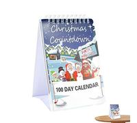 Calendario del conto alla rovescia di Natale 100 giorni Small Christmas Avvent Calendar 2023 Caratte personaggio Flip Tavolo in piedi per decorazioni per la casa, decorazioni