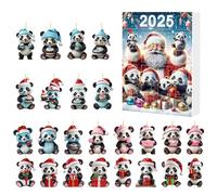 Calendario del conto alla rovescia di Natale | 2D panda decorazioni natalizie | 24 pezzi conto alla rovescia per zaino auto specchio interno maniglia porta albero