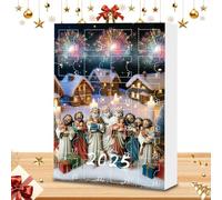 Calendario del conto alla rovescia di Natale - Calendario di Natale 26x18x3cm, Calendariio di Gesù Avvento | 2025 Christmâs 2d Jesus Ornament Avvento 24 giorni | Home Decor deco