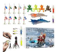 Calendario del conto alla rovescia per Natale e pesca, 24 giorni, conto | Esca da pesca per pescatori, marito, fidanzato, padre, adolescenti, uomini, spigola, trota, lago, fiume, acqua dolce e salata
