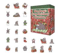 Calendario del Conto alla Rovescia per Natale - Ricordo Stagionale 2D,Calendario Del Conto Alla Rovescia A 24 Giorni Con Decorazione Di Ippopotamo | per Parete Porta Albero Finestra Famiglia Adulti