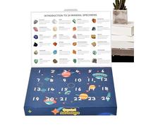 Calendario del conto alla rovescia roccioso, calendario del conto alla rovescia 24 giorni con pietre preziose minerali naturali - festive stagionali per gli appassionati di geologia