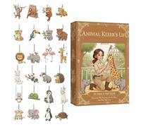 Calendario del conto Indietro per Natale, 2D in acrilico animale, divertente, per albero di Natale, 24 giorni | per amici famiglia stagione natalizia