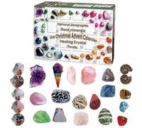 Calendario del Crystal Advent di Crystal con 24 griglie minerali di pietra fossili, collezione di roccia conto alla rovescia per gli appassionati