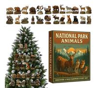 Calendario del parco nazionale di Natale, bidimensionale, 24 pezzi, decorazione per animali in acrilico, per feste di compleanno, ufficio, casa, auto, scuola, dormitorio, vacanze, viaggi