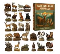 Calendario del Parco Nazionale di Natale - Set di pendenti con animali in acrilico 2D da 24 pezzi, collezione di ornamenti della fauna selvatica, esposizione | Decorazioni natalizie del