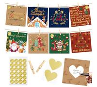 Calendario dell’Avvento fai da te,Calendario Dell'avvento 2025,Calendario dell'Avvento da Appendere,24 Calendario Avvento Vuoto da Riempire,per Uomo Donna Bambini,con,Numeri,Clip,Corda