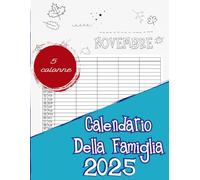 Calendario della Famiglia 2025 5 colonne: Cinque colonne Tabella del calendario familiare, che va da gennaio a dicembre, e include date di festività e celebrazioni., (8,5 "x 11" in)