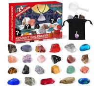 Calendario dell'Avvento 2024 Bambini per Cristalli,Calendario Avvento 2024 Bambini,24 Giorni Sorprese per il Conto alla Rovescia di Natale,Pietra Minerale Naturale e Roccia,Regali di Natale Creativi