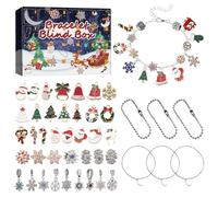 Calendario dell'Avvento 2024 con braccialetti natalizi fai da te, accessorio per le mani, regalo a sorpresa, 24 pezzi per conto alla rovescia di Natale, calendario dell'Avvento fai da te, kit per