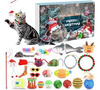 Calendario dell'avvento 2024 con gatti, calendario 2024 per conto alla rovescia di Natale per giocattoli per gattini, 24 pezzi, teaser con piume di gatto e campane a sfera, 24 giorni, regalo per il