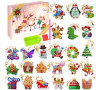 Calendario dell'avvento 2024 per bambini, 24 pezzi, kit fai da te con portachiavi per il conto alla rovescia di Natale, ornamento decorativo da appendere, regalo per ragazze, bambini e adulti