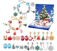 Calendario dell'Avvento 2024 per ragazze, kit per la creazione di bracciali, calendario natalizio per conto alla rovescia di 24 giorni, 24 perline, 2 bracciali, gioielli di Natale regalo per figlia,