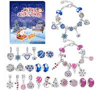 Calendario dell'Avvento 2024 per ragazze, kit per la creazione di bracciali, calendario natalizio per conto alla rovescia di 24 giorni, 24 perline, 2 bracciali, gioielli di Natale regalo per figlia,