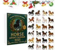 Calendario dell'Avvento 2025, 24 cavalli, calendario per conto alla rovescia di Natale di 24 giorni, con ciondolo a forma di cavallo, statua per decorazioni per albero di Natale