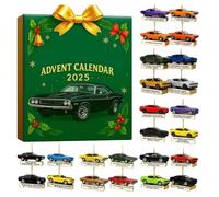 Calendario dell'Avvento 2025,24 Days 2D Acrylic Ornaments with Countdown, Automobile Moto l'Avents Calendari 2025 For Tree Window Wall Door Cars View Mirror Decors (D)