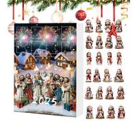 Calendario dell'Avvento 2025, 24 giorni 2d Gesù Charm Calendario dell'Avvento 2025 | Decorazioni per la casa per feste rami porta finestra auto ingresso parete compleanno