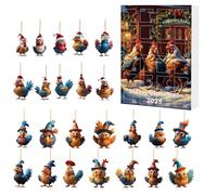 Calendario dell'avvento 2025 24 giorni 2D interessanti ornamenti a forma di pollo, set di calendario per conto alla rovescia, grazioso pollo, in acrilico, decorazione significativa da collezione
