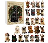 Calendario dell'avvento 2025, 24 giorni, con 24 gattini in stile cartone animato, graziosi ornamenti per albero di Natale, conto alla rovescia per le festività per donne e collezionisti (H)