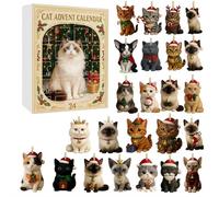 Calendario dell'avvento 2025, 24 giorni, con 24 gattini in stile cartone animato, graziosi ornamenti per albero di Natale, conto alla rovescia per le festività per donne e collezionisti (G)