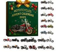 Calendario dell'avvento 2025, 24 giorni, con conto alla rovescia di Natale, set di ornamenti 2D in acrilico, decorazione creativa per le vacanze, per uomini e adulti, regali per motociclisti (verde)