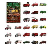 Calendario dell'avvento 2025, 24 giorni, conto alla rovescia di Natale, con 24 diversi mini camion dei pompieri, decorazione unica per la casa per bambini, amici, familiari, vigili del fuoco e fan dei