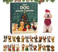 Calendario dell'avvento 2025-24 pezzi 2D con razze festive, calendario dell'avvento per animali domestici, con ornamenti natalizi riutilizzabili, idea per gli amanti dei cani, genitori e famiglie