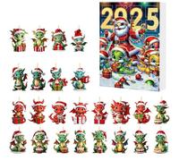 Calendario dell'Avvento 2025,2D Dragon Ornament Advent Calendar,Animal Pendants Advent Calendar For Tree Window Wall Door Car View Mirror Decor