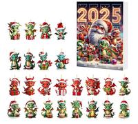 Calendario dell'Avvento 2025,2D Dragon Ornament Advent Calendar,Animal Pendants Advent Calendar For Tree Window Wall Door Car View Mirror Decor