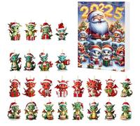 Calendario dell'Avvento 2025,2D Dragon Ornament Advent Calendar,Animal Pendants Advent Calendar For Tree Window Wall Door Car View Mirror Decor