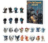 Calendario dell'Avvento 2025,2D Dragon Ornament Advent Calendars,Animal Pendants Advents Calendar For Christmas Tree Decoration, Holiday Home Decor