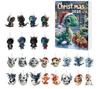 Calendario dell'Avvento 2025,2D Dragon Ornament Advent Calendars,Animal Pendants Advents Calendar For Tree Window Wall Door Car View View Mirror Decor