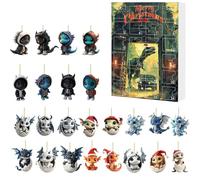 Calendario dell'Avvento 2025,2D Dragon Ornament Advent Calendars,Animal Pendants Advents Calendar For Christmas Tree Decoration, Holiday Home Decor