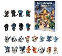 Calendario dell'Avvento 2025,2D Dragon Ornament Advent Calendars,Animal Pendants Advents Calendar For Christmas Tree Decoration, Holiday Home Decor
