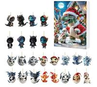 Calendario dell'Avvento 2025,2D Dragon Ornament Advent Calendars,Animal Pendants Advents Calendar For Christmas Tree Decoration, Holiday Home Decor