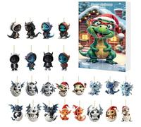 Calendario dell'Avvento 2025,2D Dragon Ornament Advent Calendars,Animal Pendants Advents Calendar For Tree Window Wall Door Car View View Mirror Decor