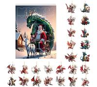 Calendario dell'Avvento 2025,2D Dragons Ornament Advents Calendars,Animal Pendants Advent Calendar For Tree Window Wall Door Car View View Mirror Decor